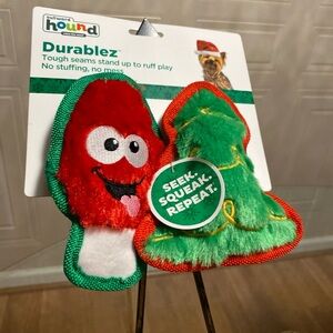 Outward Hound 2-Pack Holiday DURABLEZ LIGHTBULB & TREE Dog Toy -